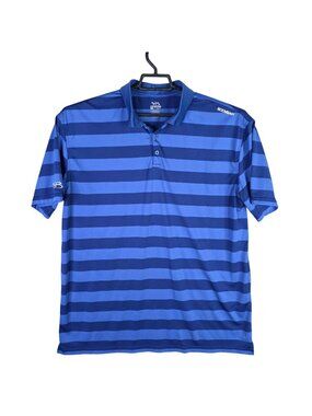Mens Boombah Blue Striped Loose Fit Polo Shirt Short Sleeve Polyester Size 2XL